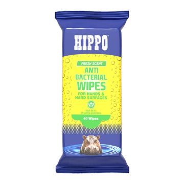Hippo H18725 Anti-Bacterial Wipes - Pack of 40