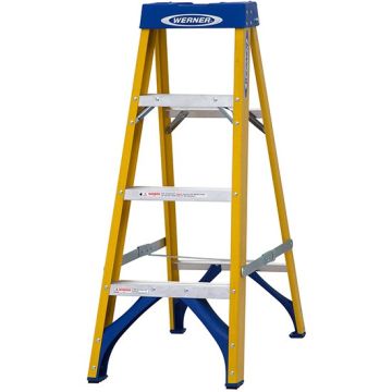 Werner Yellow Fibreglass EN131 Professional Step Ladder (1)