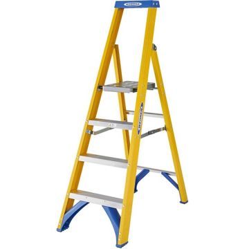 Werner Yellow Fibreglass EN131 Professional Platform Step Ladder (1)