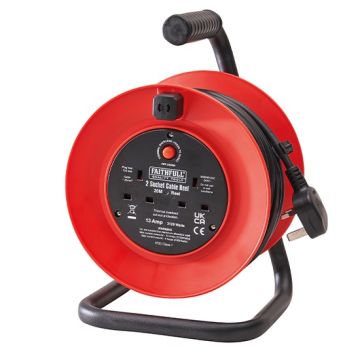 XMS23CABLE20 Faithfull 20m Cable Reel (13A, 2 Sockets)