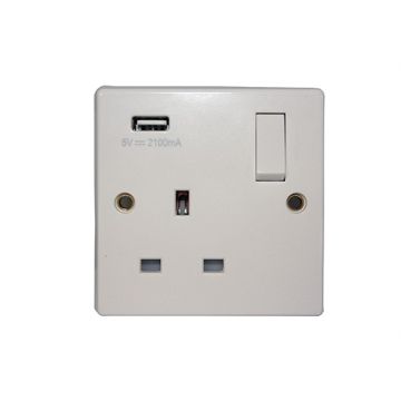 Contactum Aspire 1G Switched Socket with USB - ASP5346