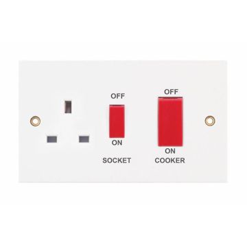 Selectric LG953 45A Cooker Switch with 13A Switched Socket White