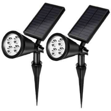 Pro-Elec LA08964 Black Solar Powered LED Spotlights - Pack of 2