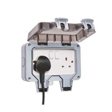 IP66 Double Switch Socket 13Amp Twin Grey - 38863-GRY