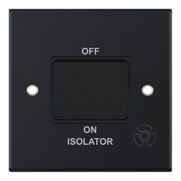 LGA Selectric DSL11-08 Matt Black, Black Insert 3 Pole Fan Isolator Switch