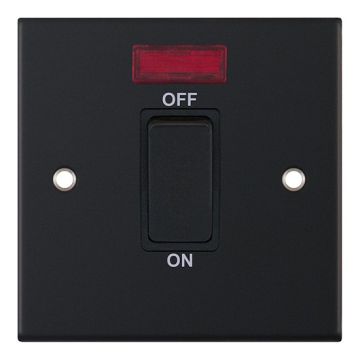 LGA Selectric DSL11-17 Matt Black, Black Insert 45amp Double Pole Switch with Neon