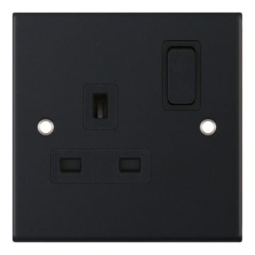 LGA Selectric Matt Black with Black Insert 13 Amp Switched Socket