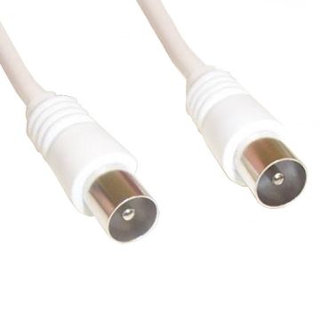White Coaxial Plug to Coaxial Plug - 2 Metres
