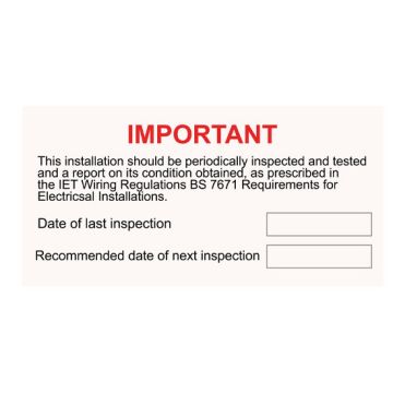 iSigns - Periodic Inspection Write On Labels - Self Adhesive Vinyl Label IS5610SA (10 Pack) - 130 x 60mm