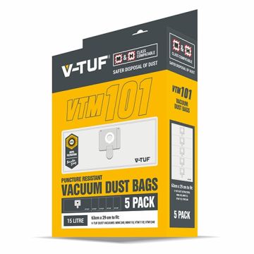 V-TUF 15Ltr Microfibre Vacuum Bags to Fit MINIHSV240 - (5 Pack)