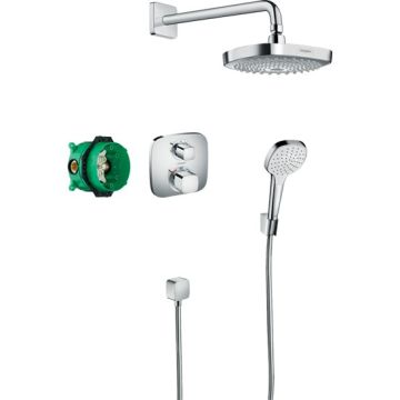 Hansgrohe Croma Select E Shower System with Ecostat E Thermostatic Mixer - Chrome