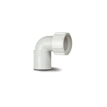 Polypipe 21.5mm Solvent Weld White Bent Adaptor NS48