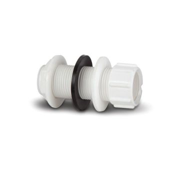 Polypipe 21.5mm Solvent White Straight Tank Connector VP49