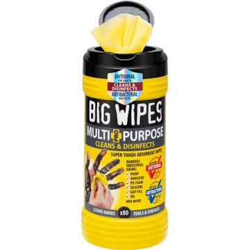 Big Wipes Pro+ Multi-Purpose Antiviral Cleaning Wipes (black top) 80 pack