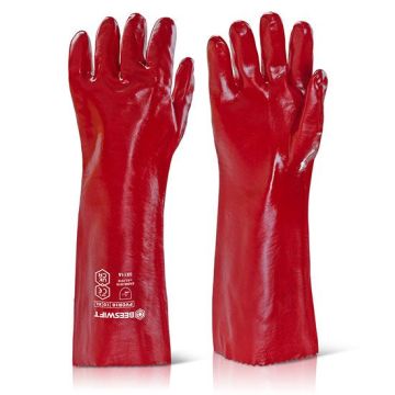 Beeswift 18" PVCNCR18 Red PVC Gauntlet Glove