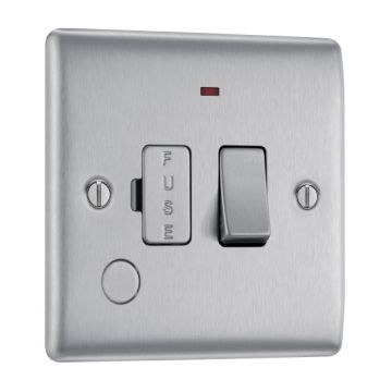 BG NBS53 Nexus 13A Switched Spur with Neon and Cable Outlet - Brushed Steel - 1