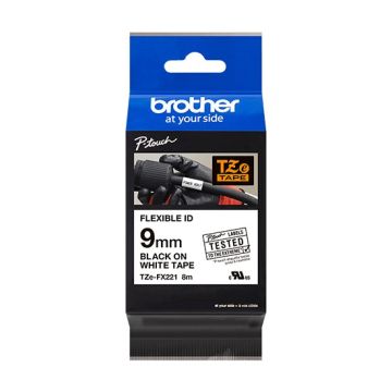 Brother Flexi Tape - 8 Metres x 9mm Black on White