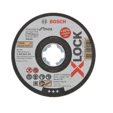 Bosch 2608619261 X-Lock 115mm Extra Thin Inox Cutting Disc – Pack of 25