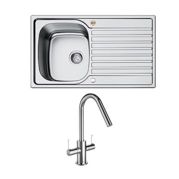 Bristan Inox EF 1.0 Stainless Steel Sink with Cashew Tap 