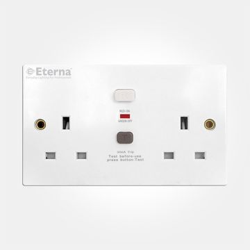 Eterna TWSARCDWH Twin Unswitched A Rated RCD Socket