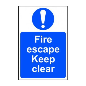 Fire Escape Keep Clear PVC Sign - 200 x 300mm