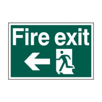 Fire Exit Arrow Left PVC Sign - 600 x 400mm