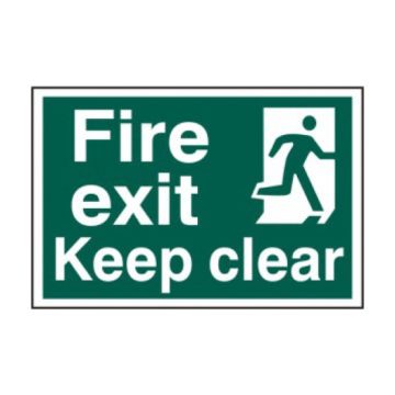 Fire Exit Keep Clear PVC Sign - 300 x 200mm