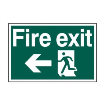 Fire Exit Left Arrow PVC Sign - 300 x 200mm