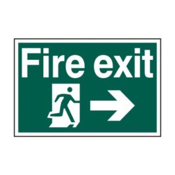 Fire Exit Right Arrow PVC Sign - 300 x 200mm