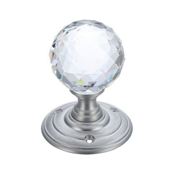 Glass Ball Mortice Knob Plain Clear - 55mm 