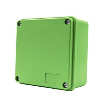 Unicrimp QEP2G Green Earthing Box with Safety Label - 100 x 100 x 80mm