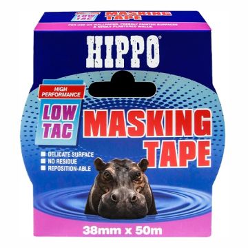 Hippo Low Tac Masking Tape - 50 Metre Roll