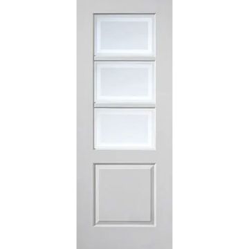 JB Kind White Primed Grained Andorra 3 Light Etched Glazed Internal Door