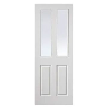 JB Kind White Primed Grained Canterbury 2 Light Glazed Clear Pyro Internal FD30 Fire Door