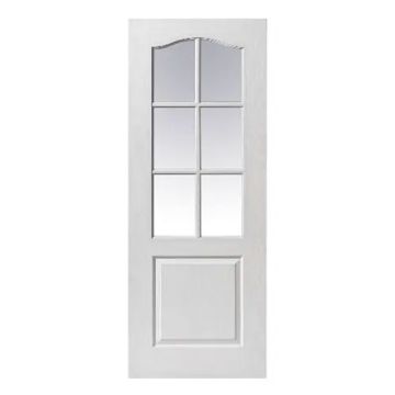 JB Kind White Primed Grained Classique 6 Light Clear Glazed Internal Door