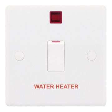 LGA Selectric SSL516/W Smooth 20A DP Switch with Neon Marked WATERHEATER