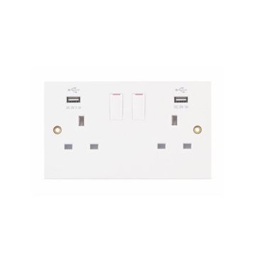 LGA SQ-USB-3 13A 2G Switched Double Socket with USB Outlets