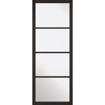 LPD Soho Clear Glass Black Primed Demi Panel - 1981 x 579 x 35mm