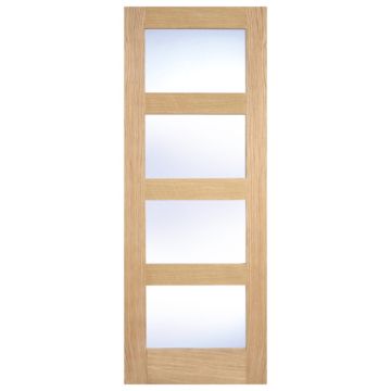 LPD Contemporary 4 Light (Shaker) Obscure Glass Oak Veneer Pre-Finished Internal Door