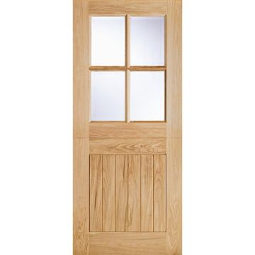 LPD Oak Veneered Stable 4 Light Clear Bevel Glazed External Door