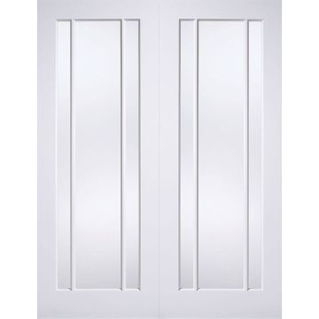 LPD Lincoln 3 Light Clear Glass White Primed S/C Internal Pair Doors RHP Only