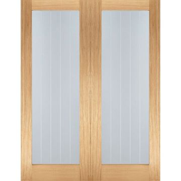 LPD Mexicano Pattern 10 Clear Glass Oak Ven Unfin Int Pair Doors RHP Only