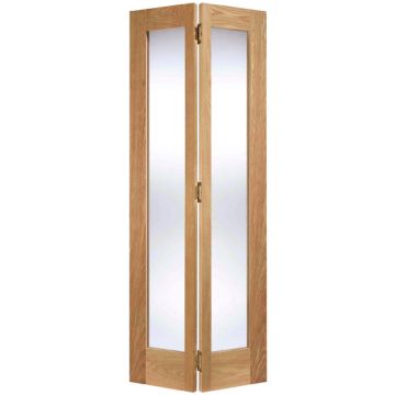 LPD Pattern 10 Clear Glazed Bi-Fold Oak Veneer Internal Door