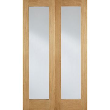 LPD Pattern 20 (10) Clear Glass Oak Ven Unfin Int Pair Doors RHP Only