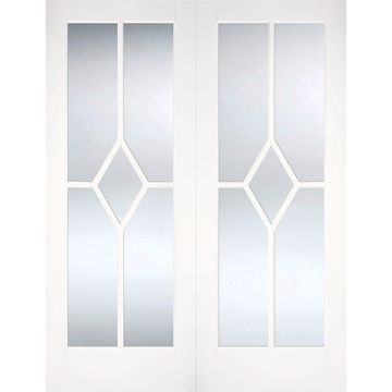 LPD Reims Clear Bevel Glass White Primed S/C Internal Pair Doors RHP Only