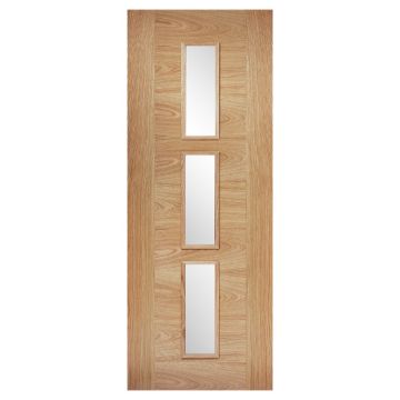 LPD Sofia 3 Light Clear Glass Oak Veneer Pre-Finished Internal Door