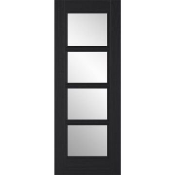 LPD Vancouver 4 Light Clear Glass Veneer Pre-Finished Internal Door - Charcoal Black