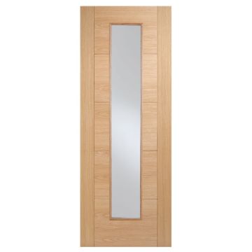 LPD Vancouver Long Light Clear Glass Oak Veneer Pre-Finished Internal Door