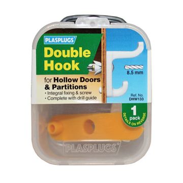 Plasplugs DHW133 Double Hook For Hollow Doors/Partitions