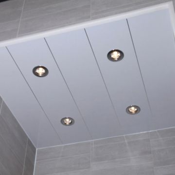 Swish Marbrex Gloss White Flat Flush Ceiling Panel with Silver Strip - 200mm